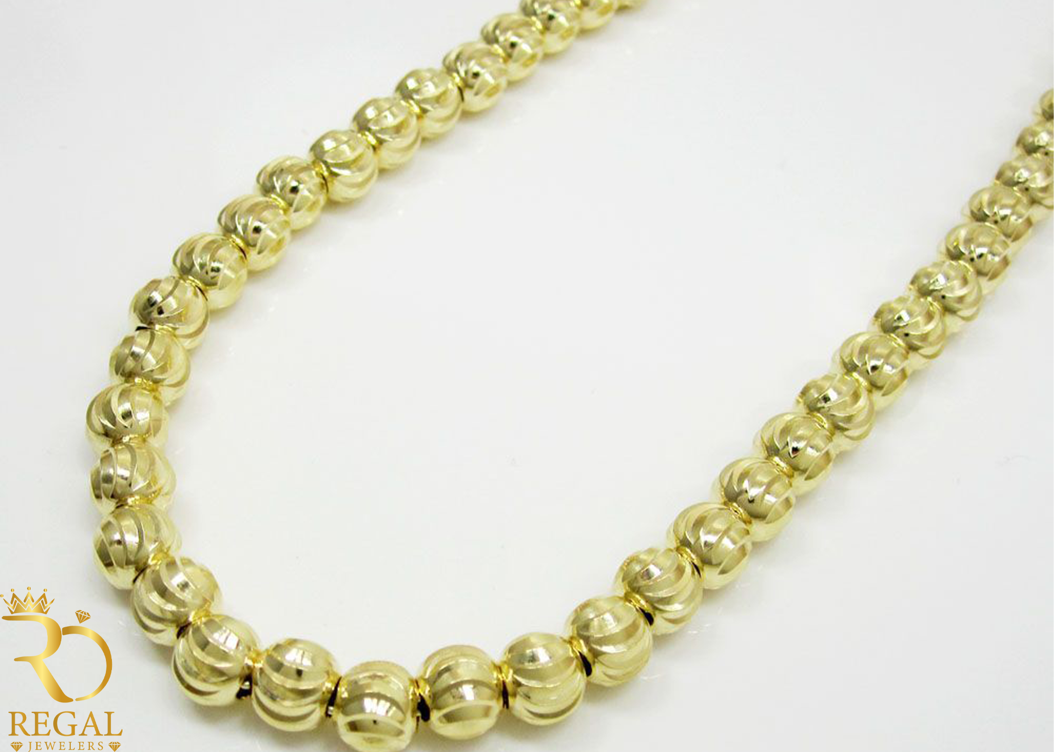 10K Gold Moon Cut Solid Chain