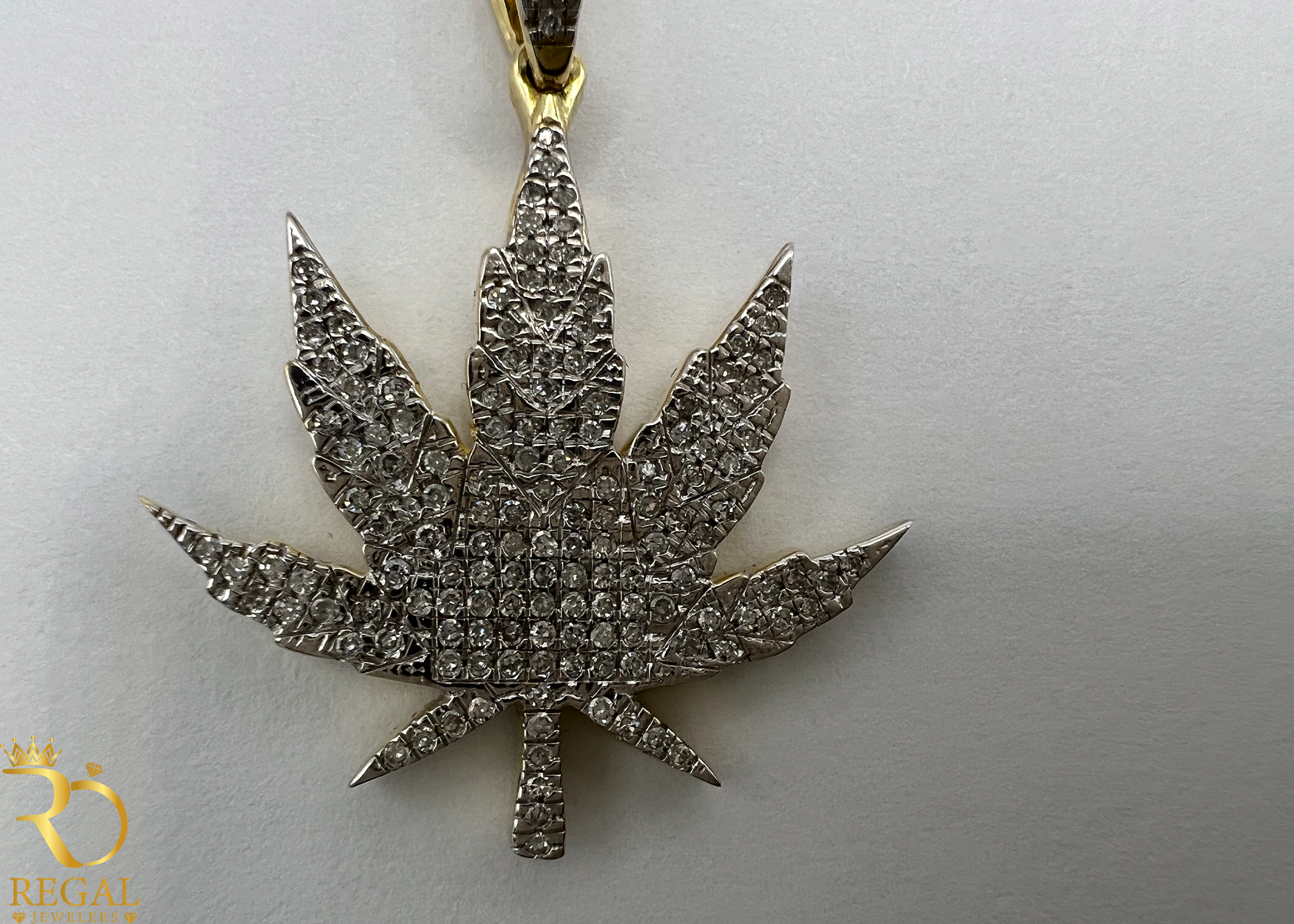 Weed Leave Pendant/Charm with Diamonds