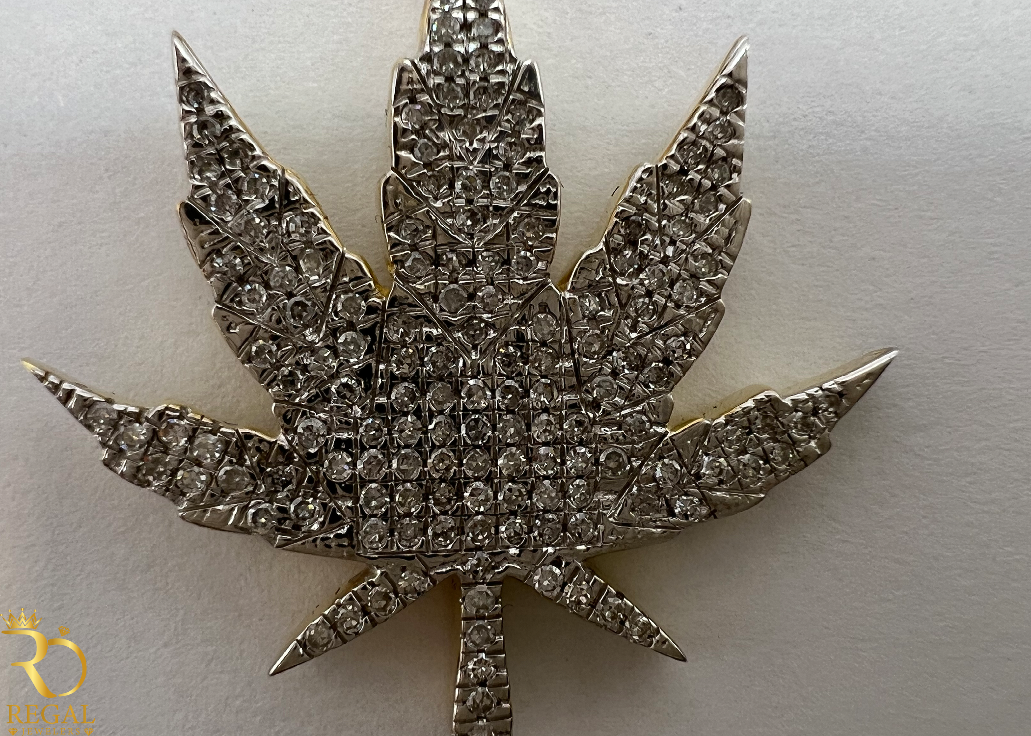 Weed Leave Pendant/Charm with Diamonds