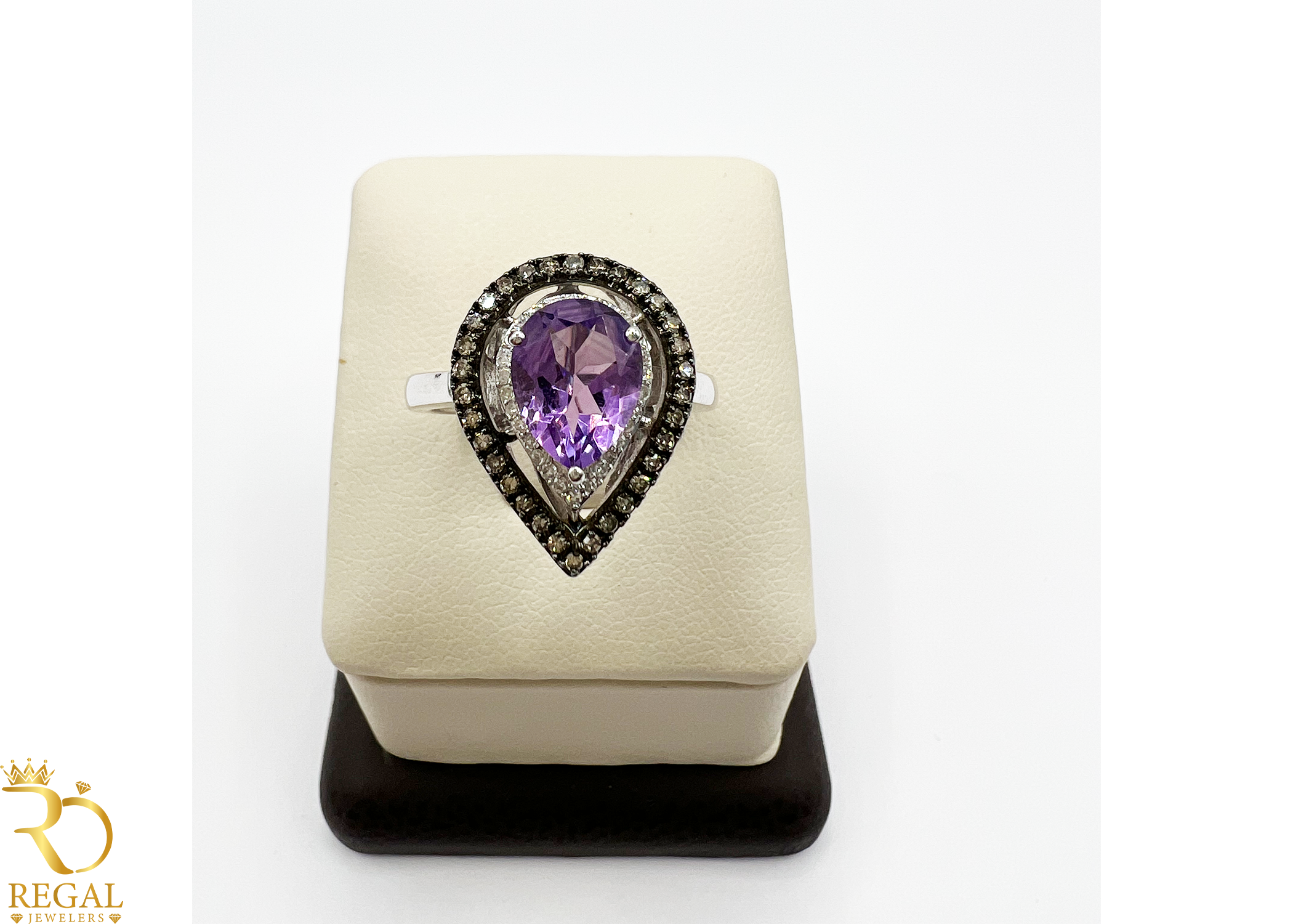 Engagement Heart Ring With Amethi Stone & Diamonds