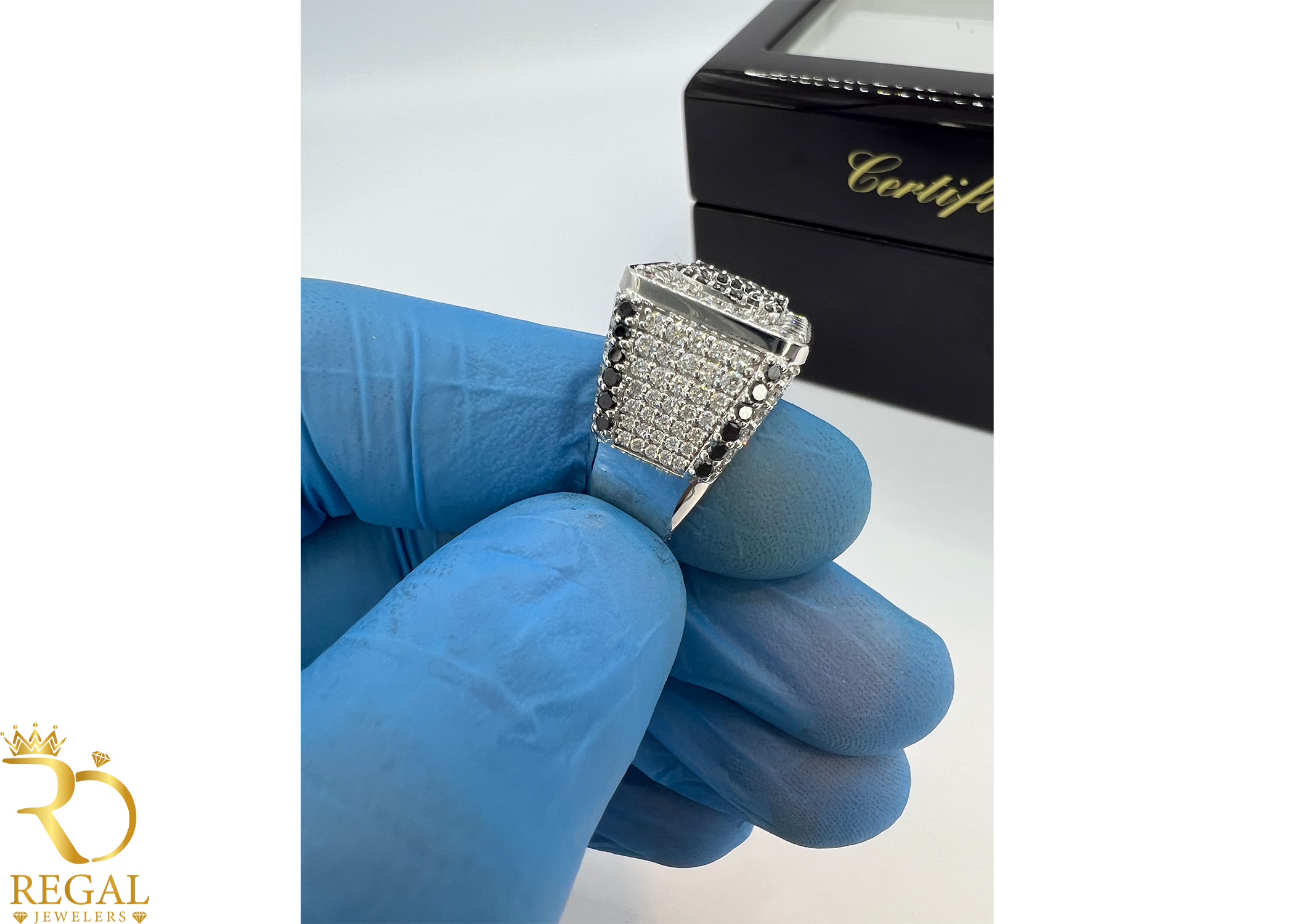 White Gold Custom Pinky Ring with Diamonds