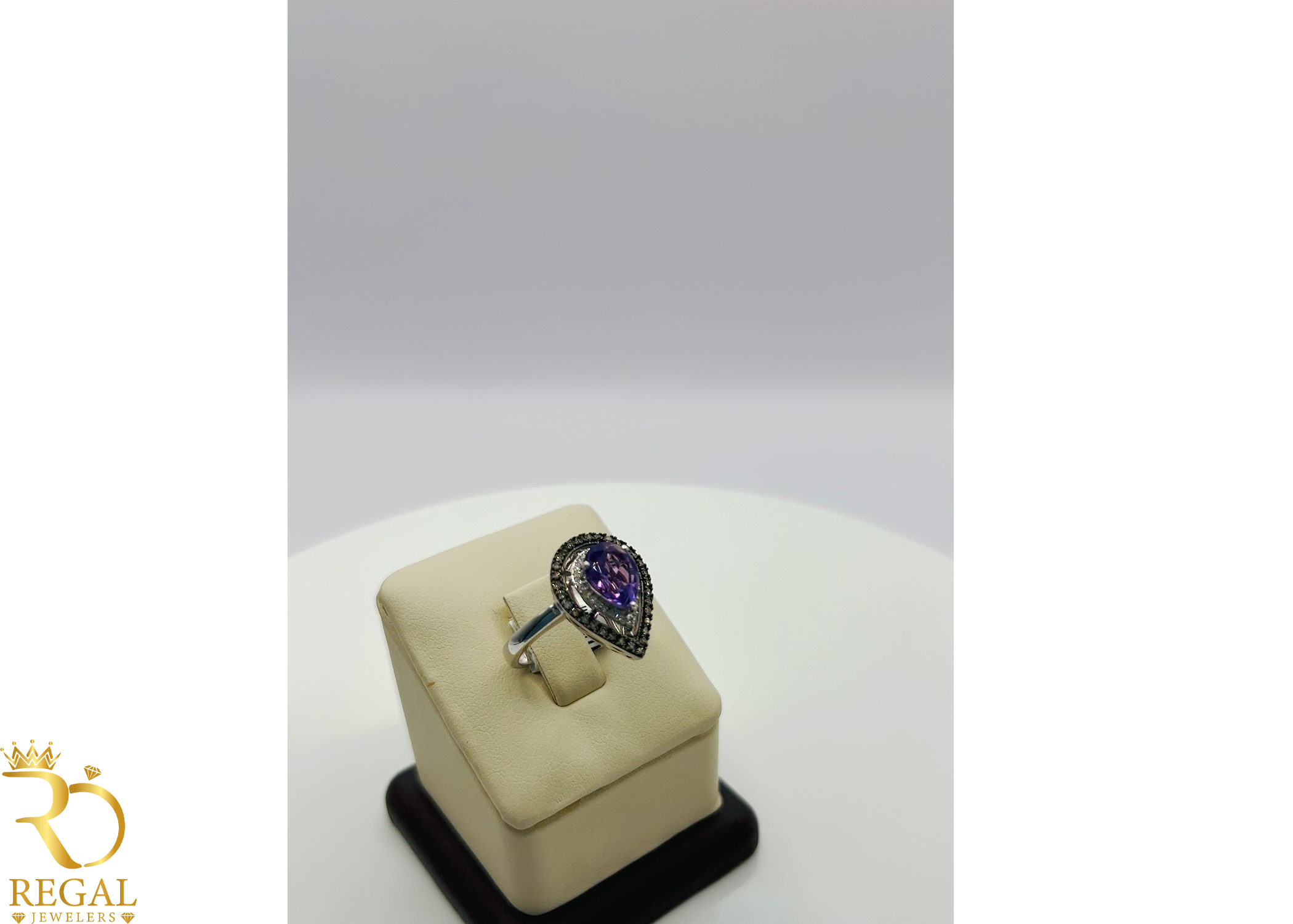 Engagement Heart Ring With Amethi Stone & Diamonds