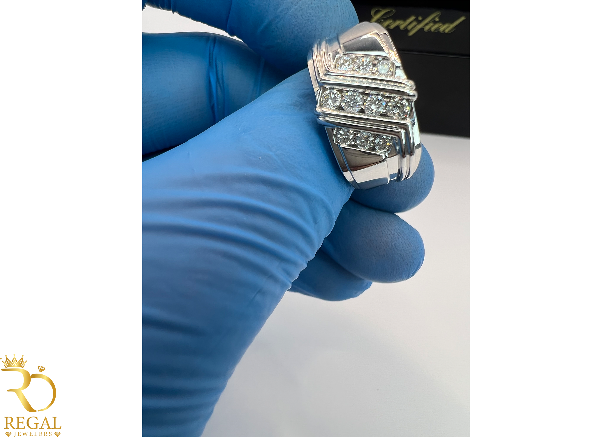 White Gold Wedding Band with Diamonds