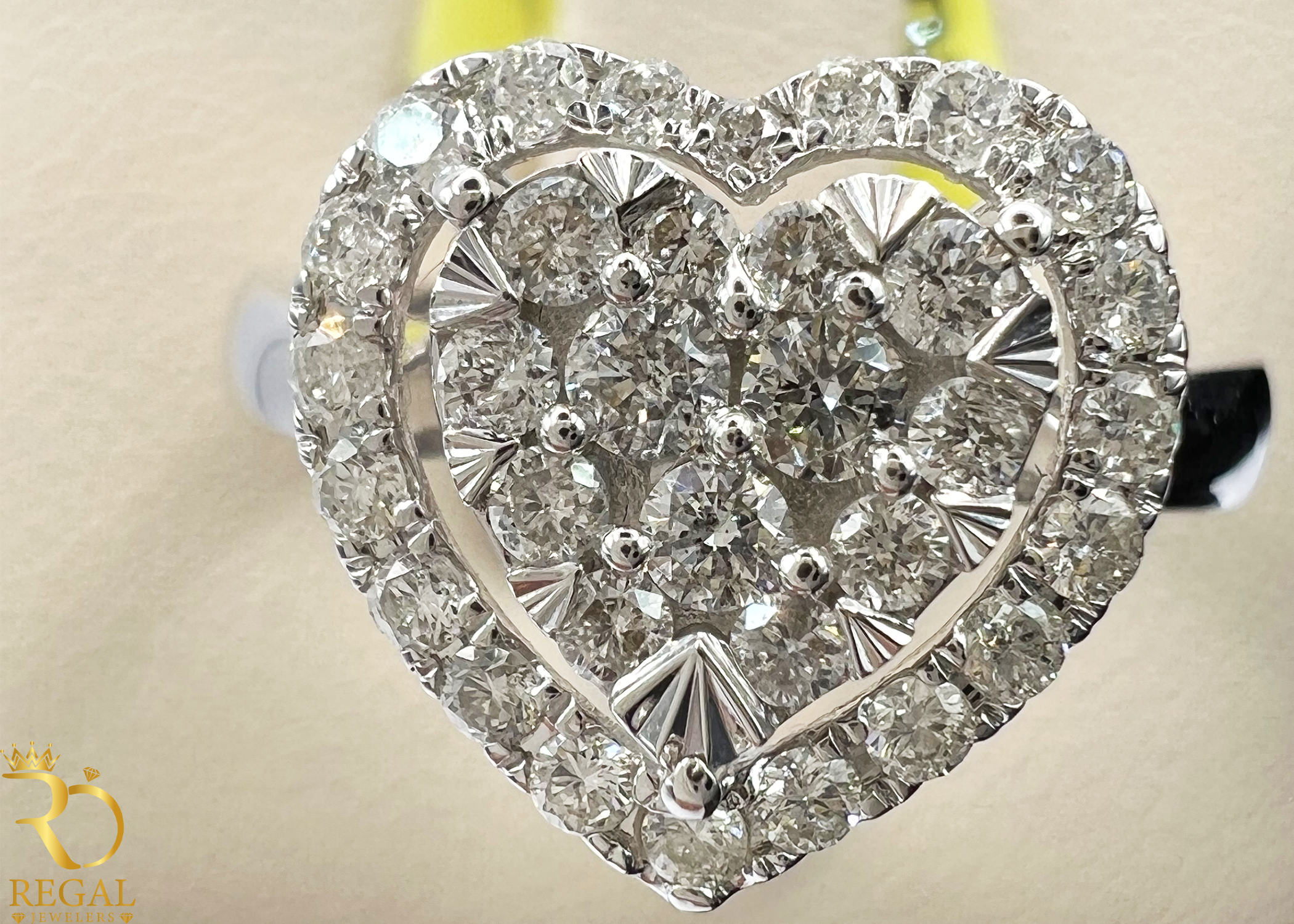 Engagement Heart Ring With Diamonds