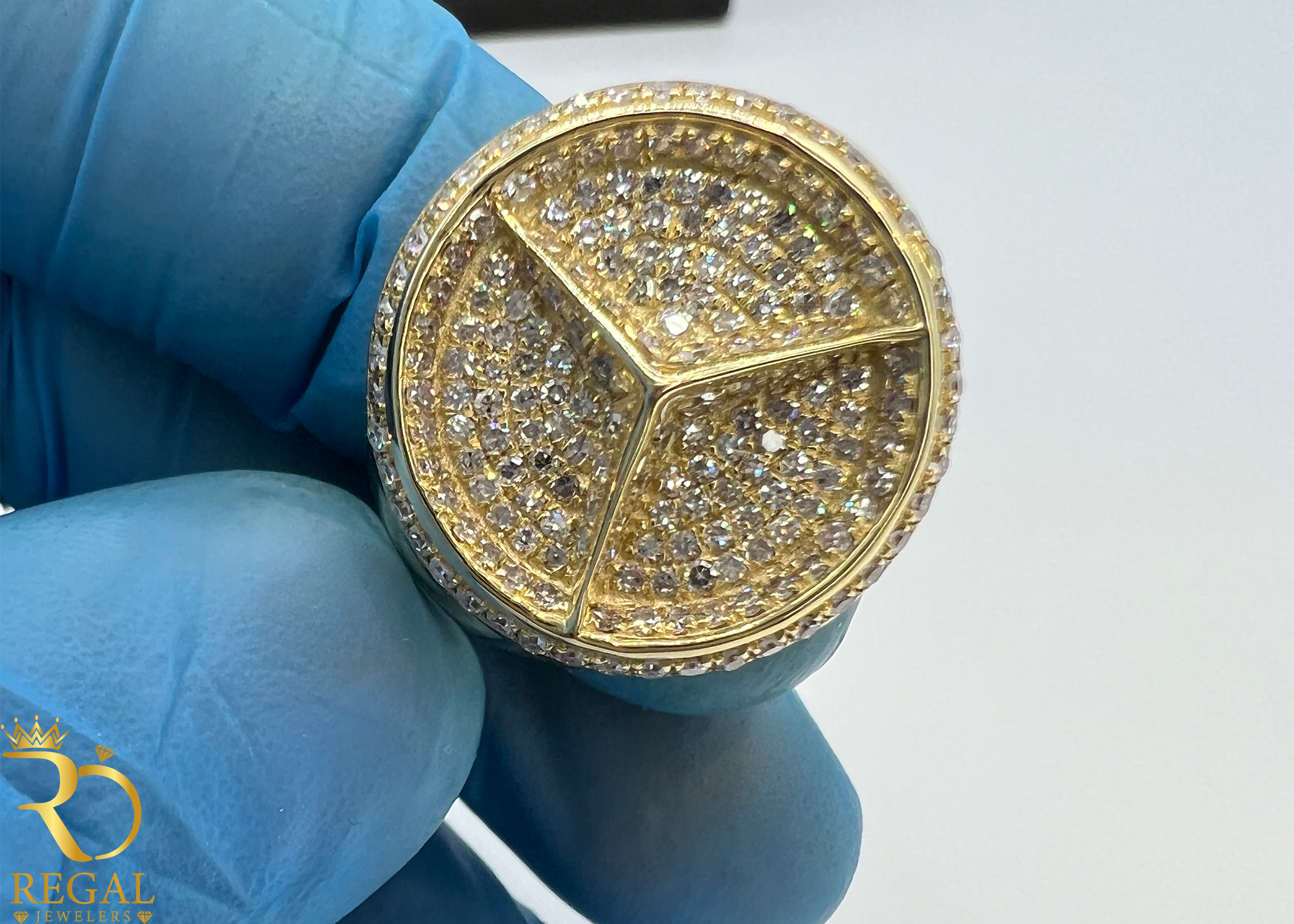 MERCEDES Logo Ring with Diamonds