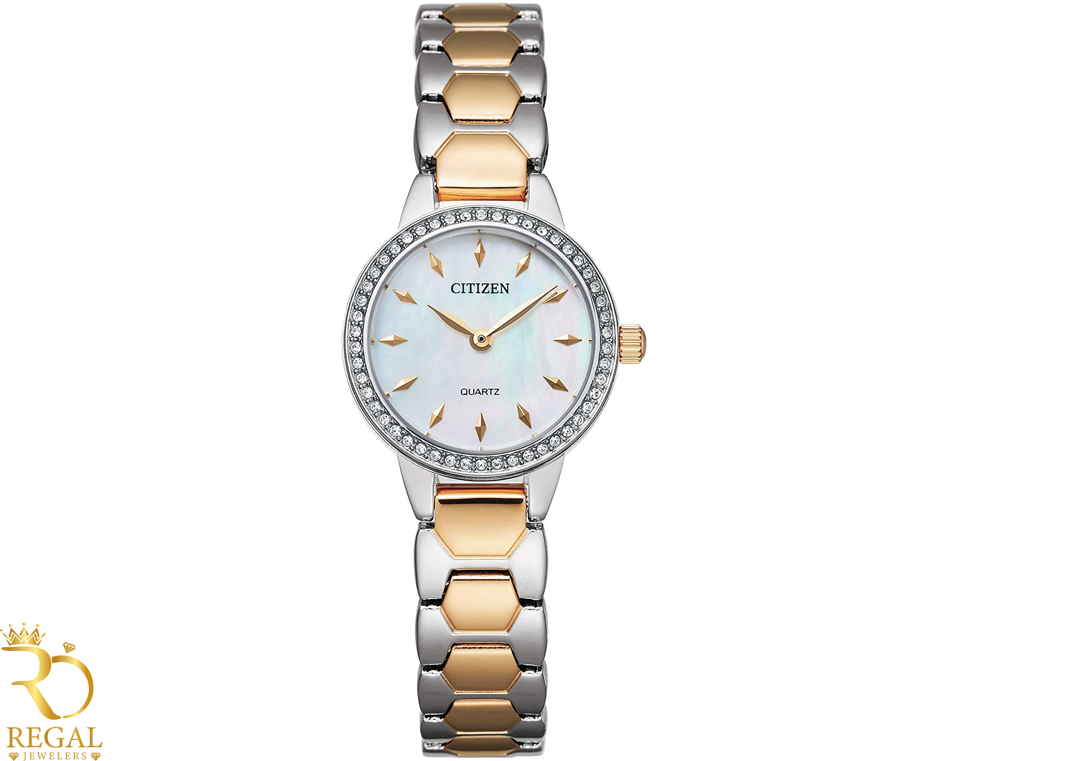 Citizen Quartz Womens Watch, Stainless Steel, Crystal, Two-Tone (Model: EZ7016-50D)