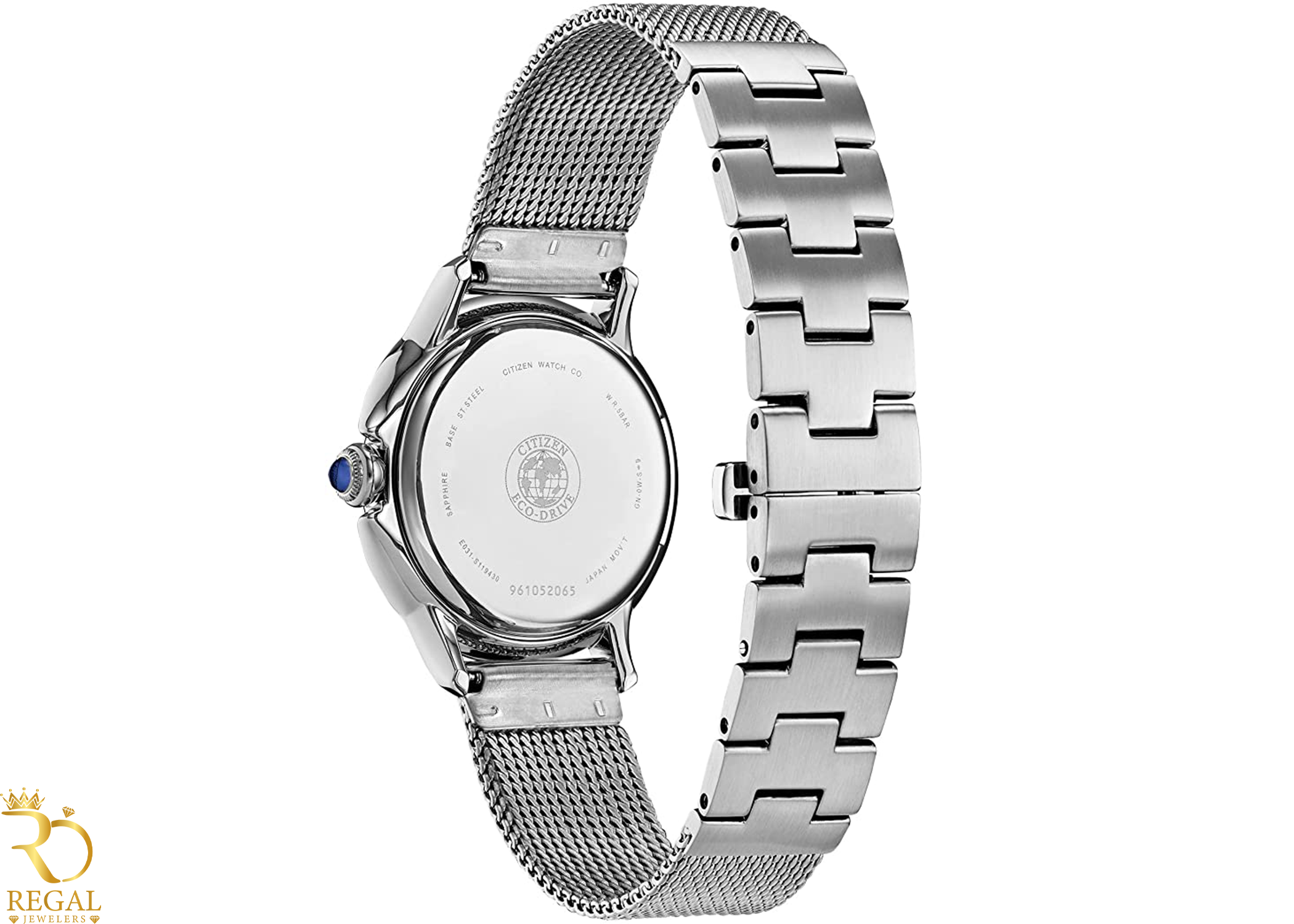 Citizen Womens Diamond Accent Silver Tone Stainless Steel Bracelet Watch Em0790-55n